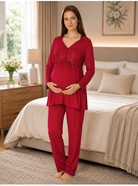 Effortt 3011 Vişne Lohusa Pijama Takım